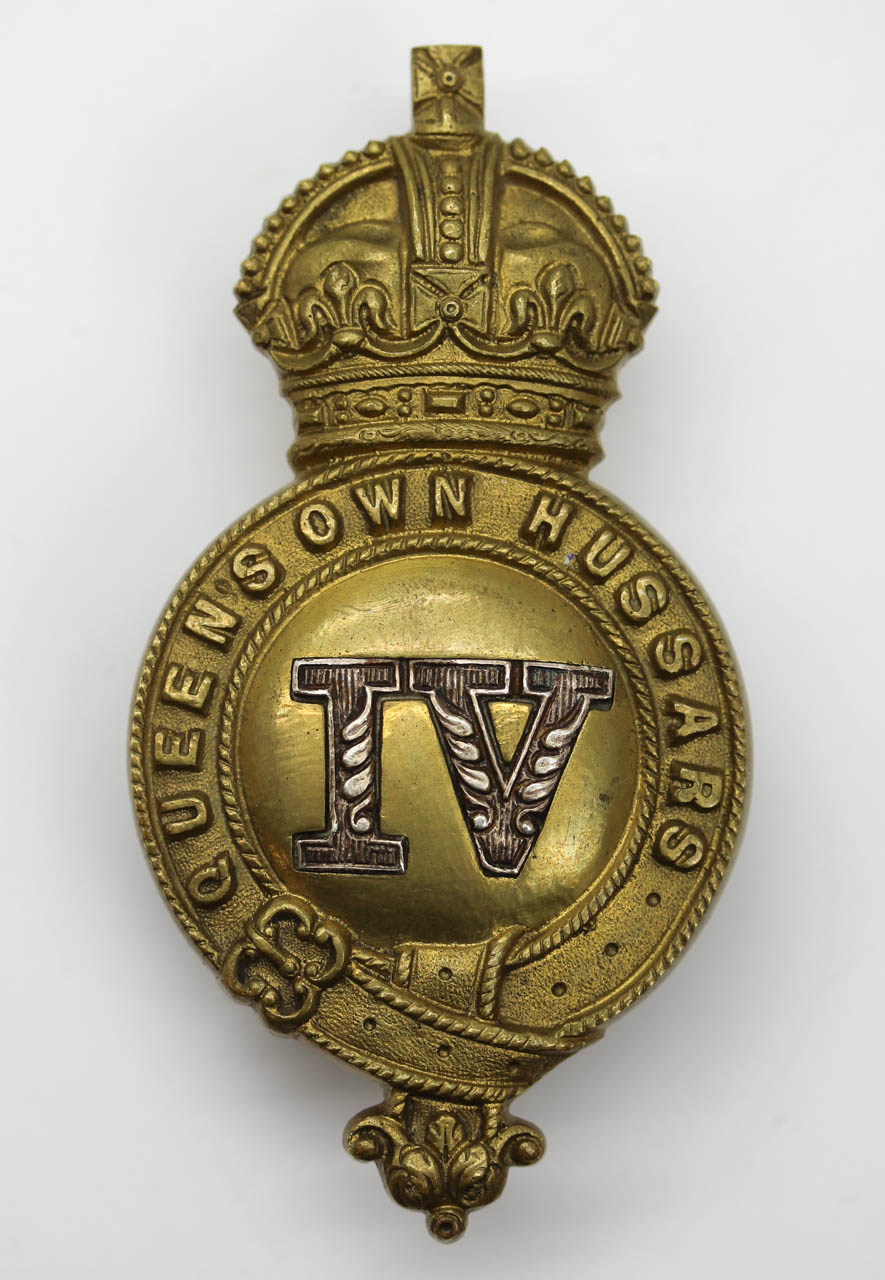 4th Queen's Own Hussars Officer's Horse Furniture Breast Plate Badge - King's Crown