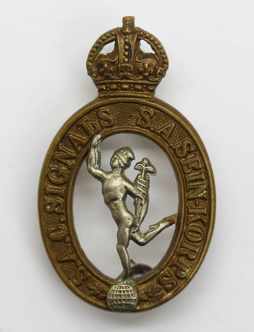 South African Corps of Signals Cap Badge - King's Crown