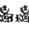 Pair of Royal Green Jackets (Bugle/RGJ) Black Anodised (Staybrite) Shoulder Titles