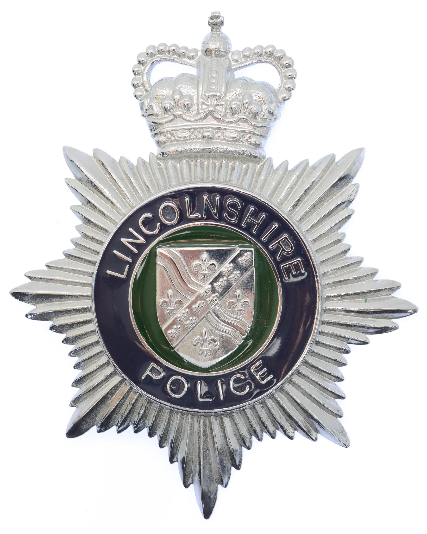 Lincolnshire Police Enamelled Helmet Plate - Queen's Crown