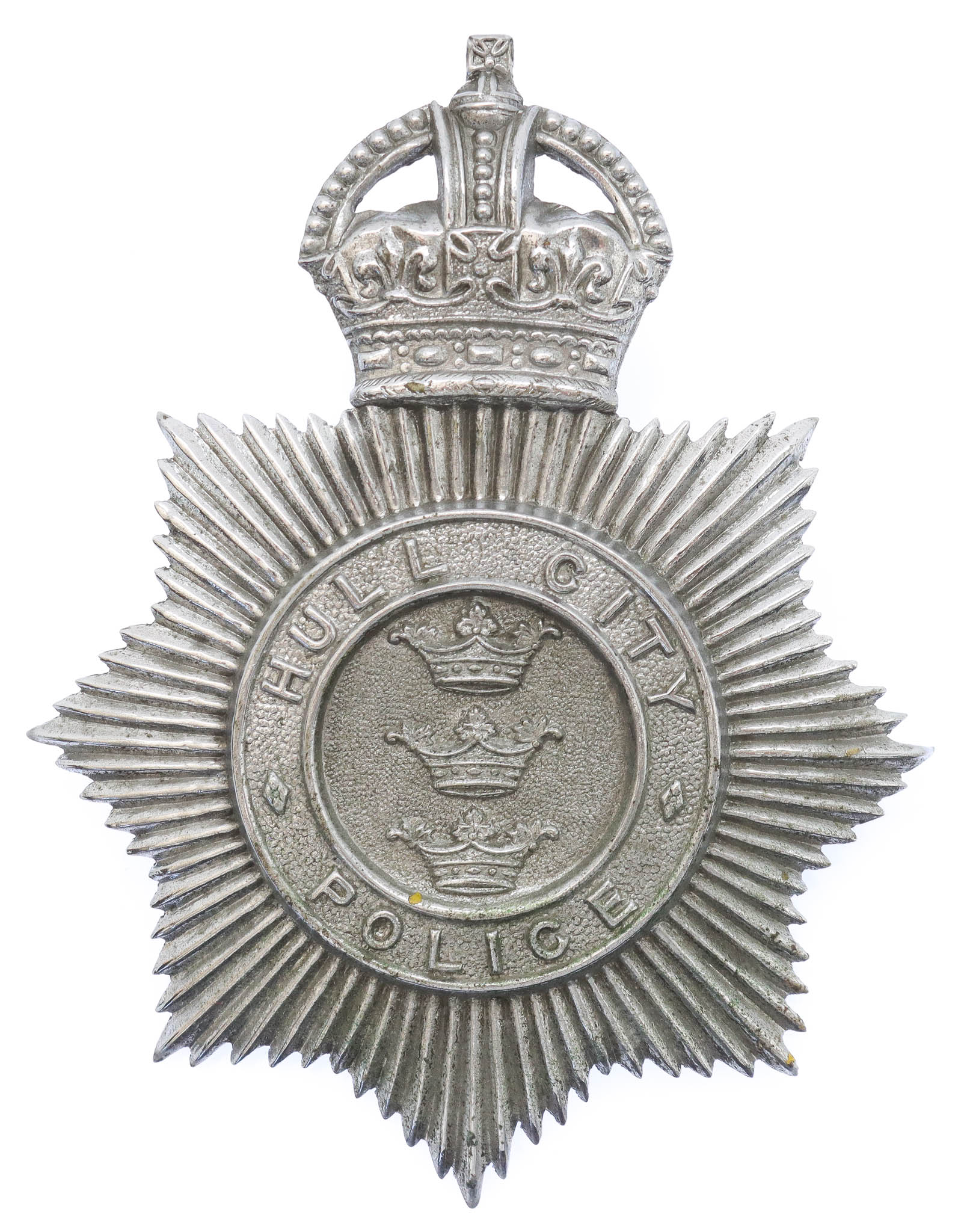 Hull City Police Helmet Plate - King's Crown