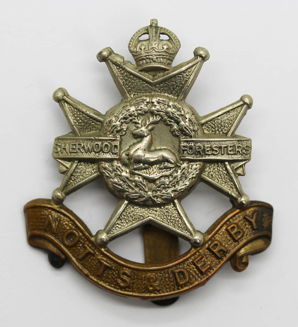 Notts & Derby Regiment (Sherwood Foresters) Cap Badge - King's Crown