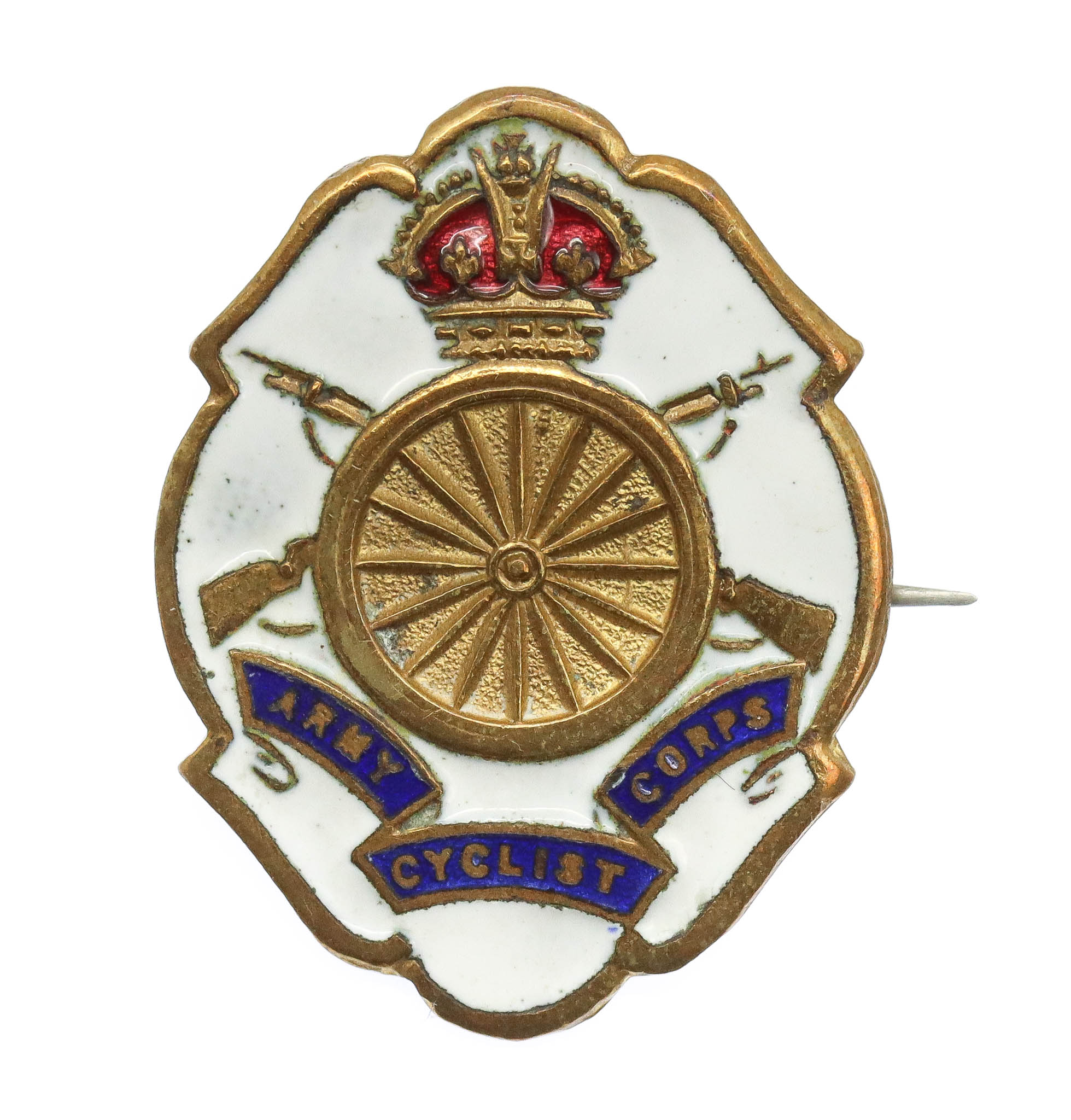 WWI Army Cyclist Corps Enamelled Sweetheart Brooch