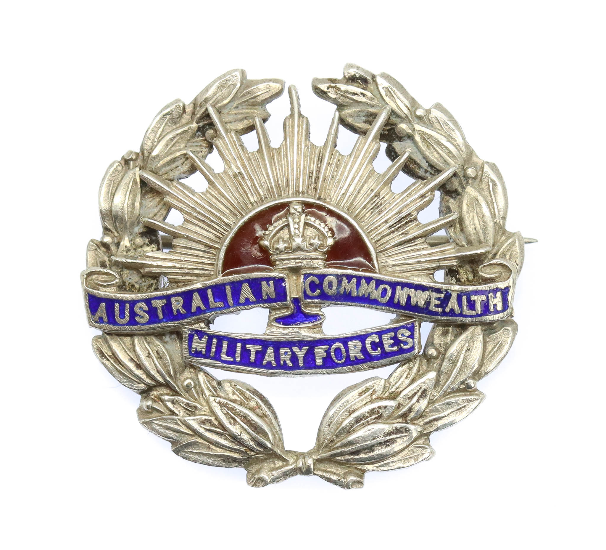 WWI Australian Commonwealth Military Forces Sterling Silver & Enamel Sweetheart Brooch