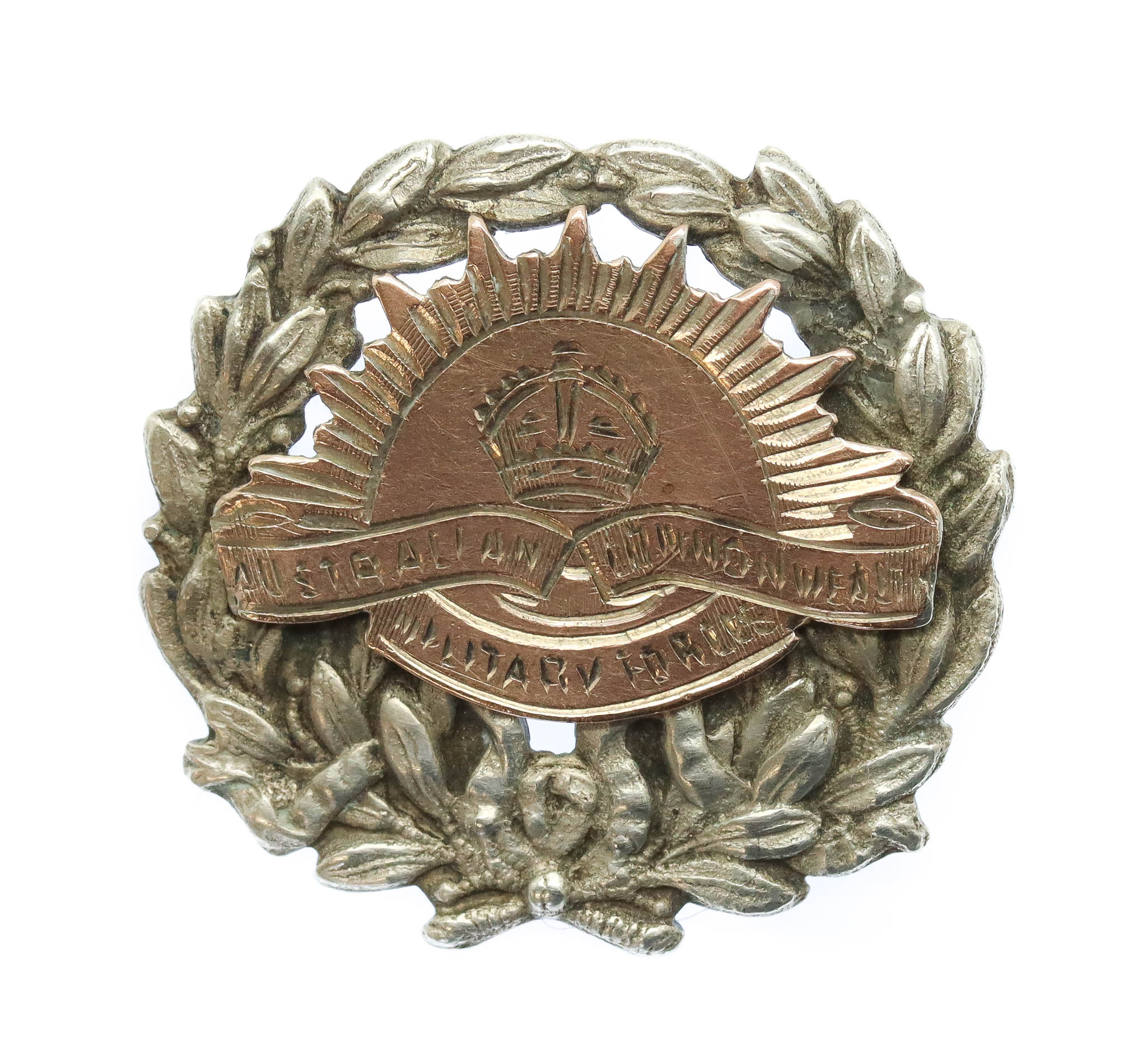 WWI Australian Commonwealth Military Forces Gold on Silver Sweetheart Brooch