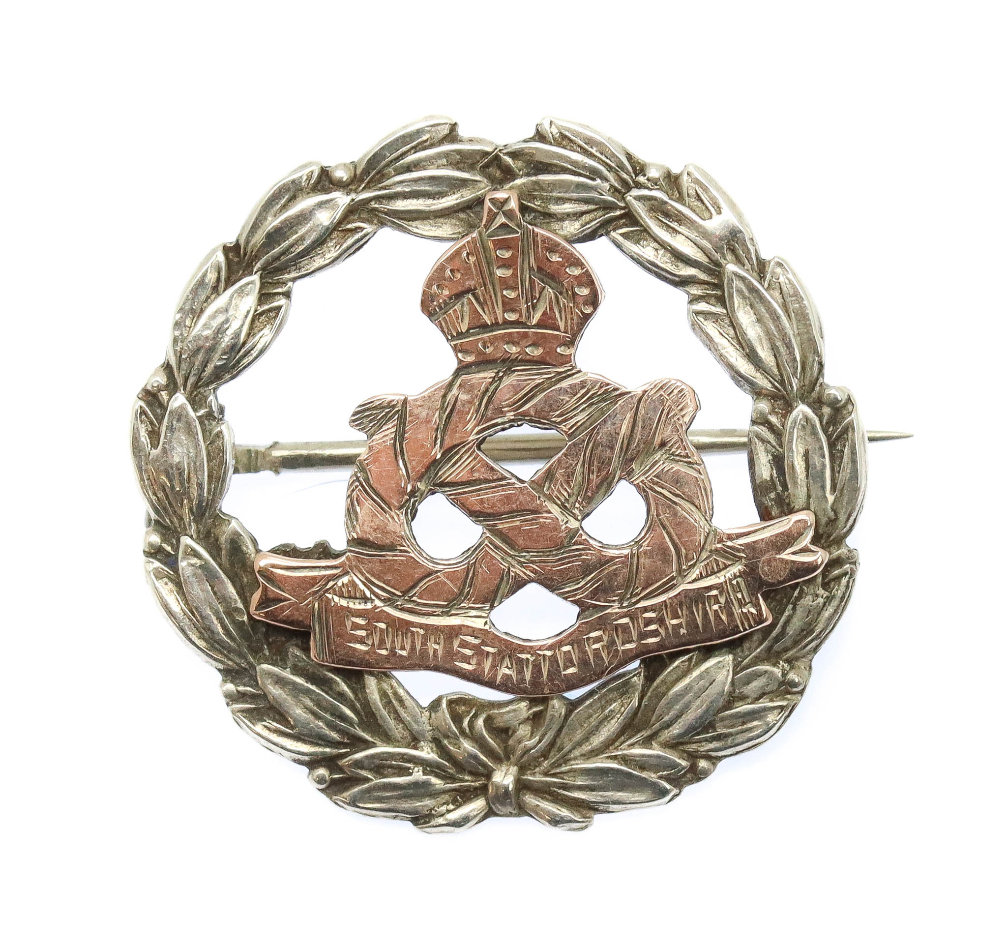 South Staffordshire Regiment Gold on Silver Sweetheart Brooch