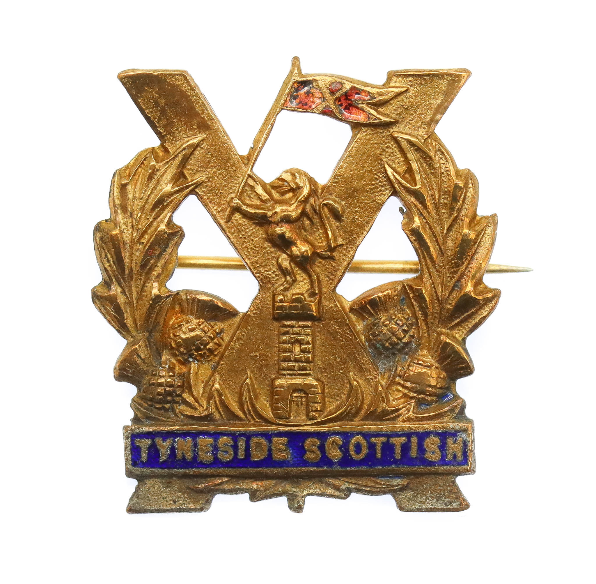 Tyneside Scottish Brass & Enamel Sweetheart Brooch