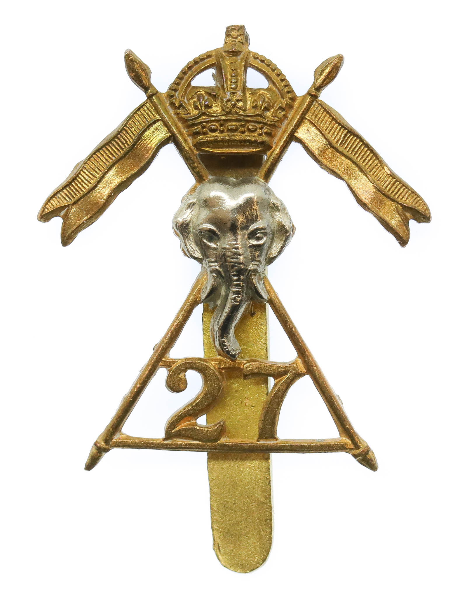 27th Lancers Cap Badge - King's Crown