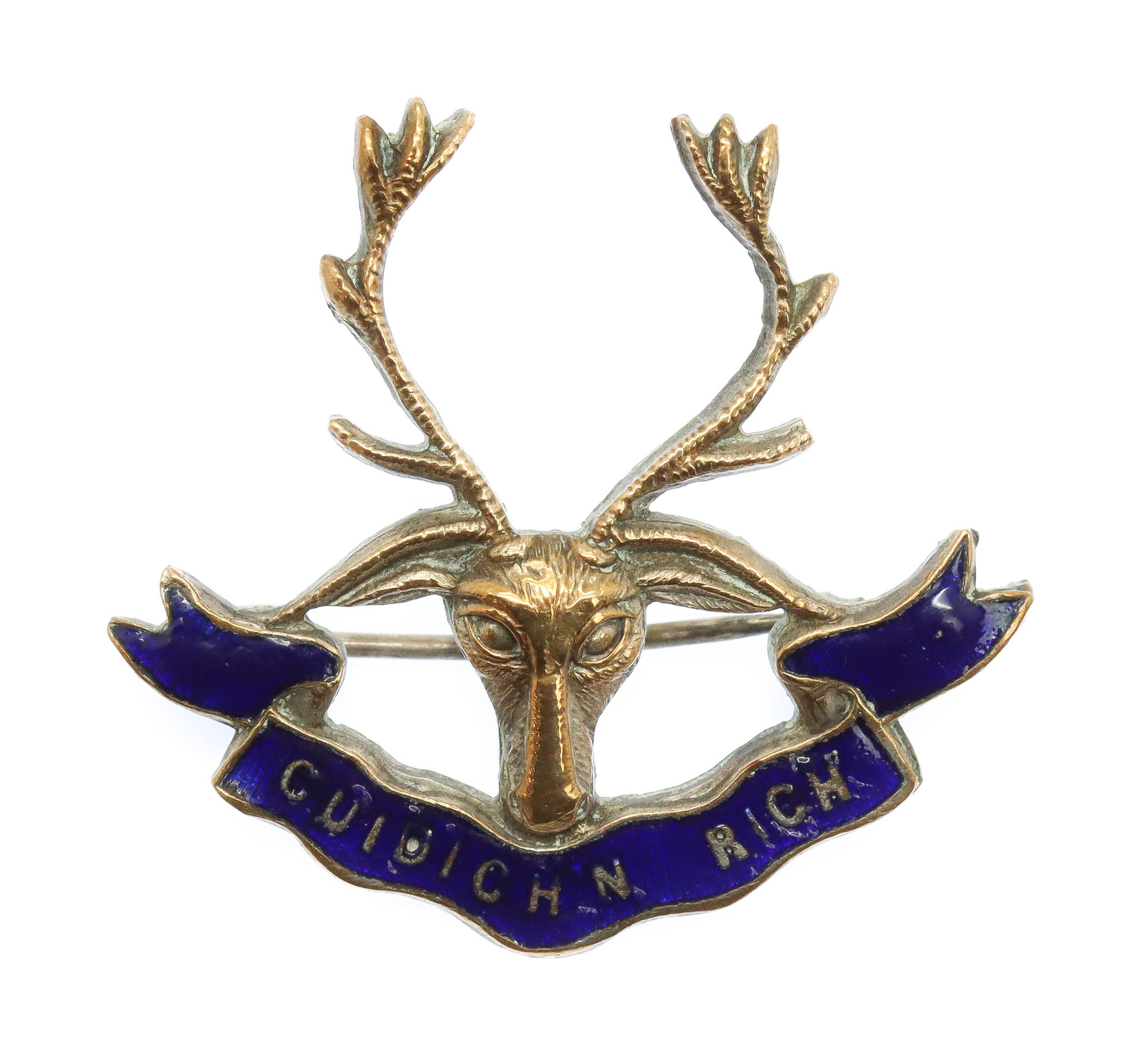 Seaforth Highlanders Brass & Enamel Sweetheart Brooch