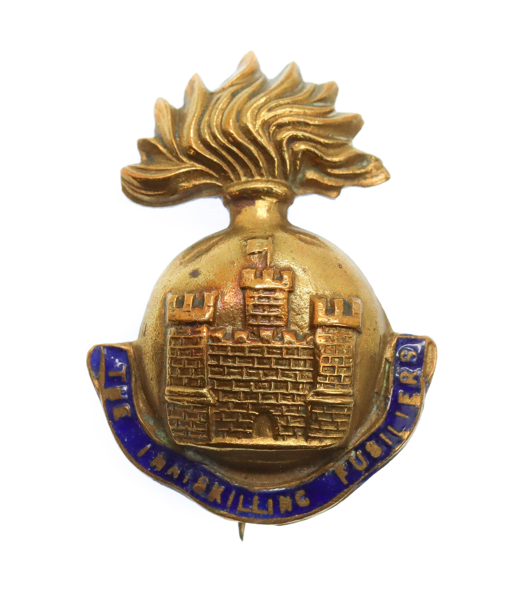 WWI Royal Inniskilling Fusiliers Brass & Enamel Sweetheart Brooch