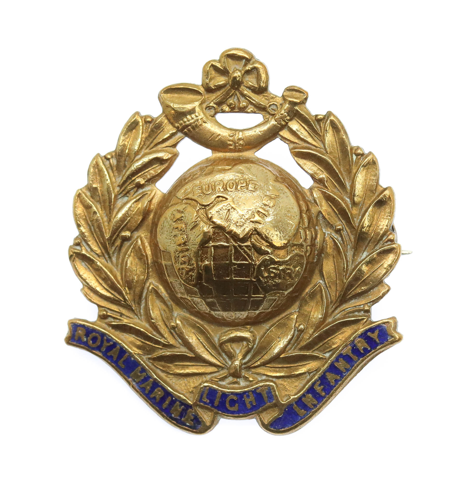 WWI Royal Marine Light Infantry (R.M.L.I.) Brass & Enamel Sweetheart Brooch