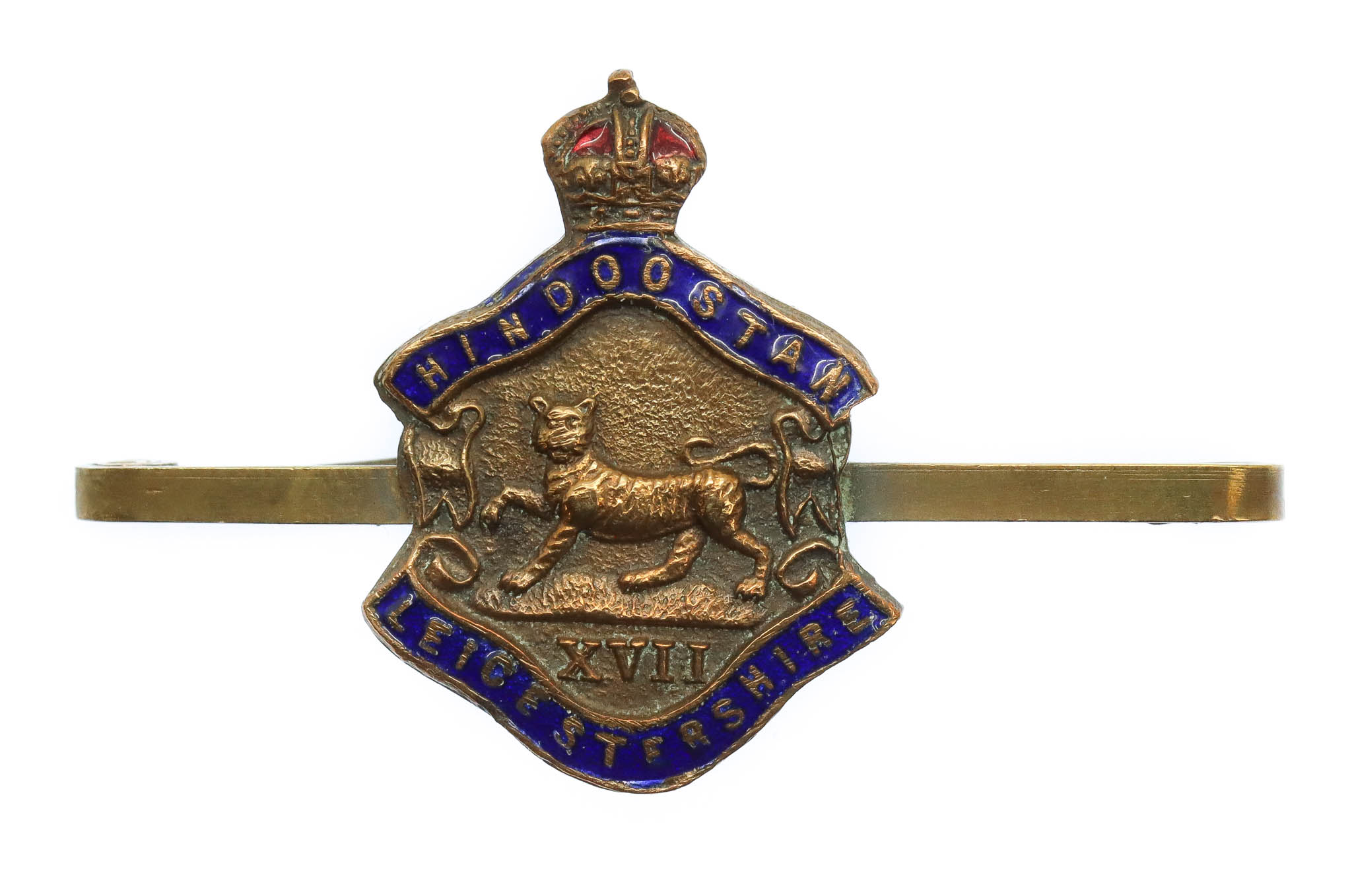 Leicestershire Regiment Brass & Enamel Sweetheart Brooch - King's Crown