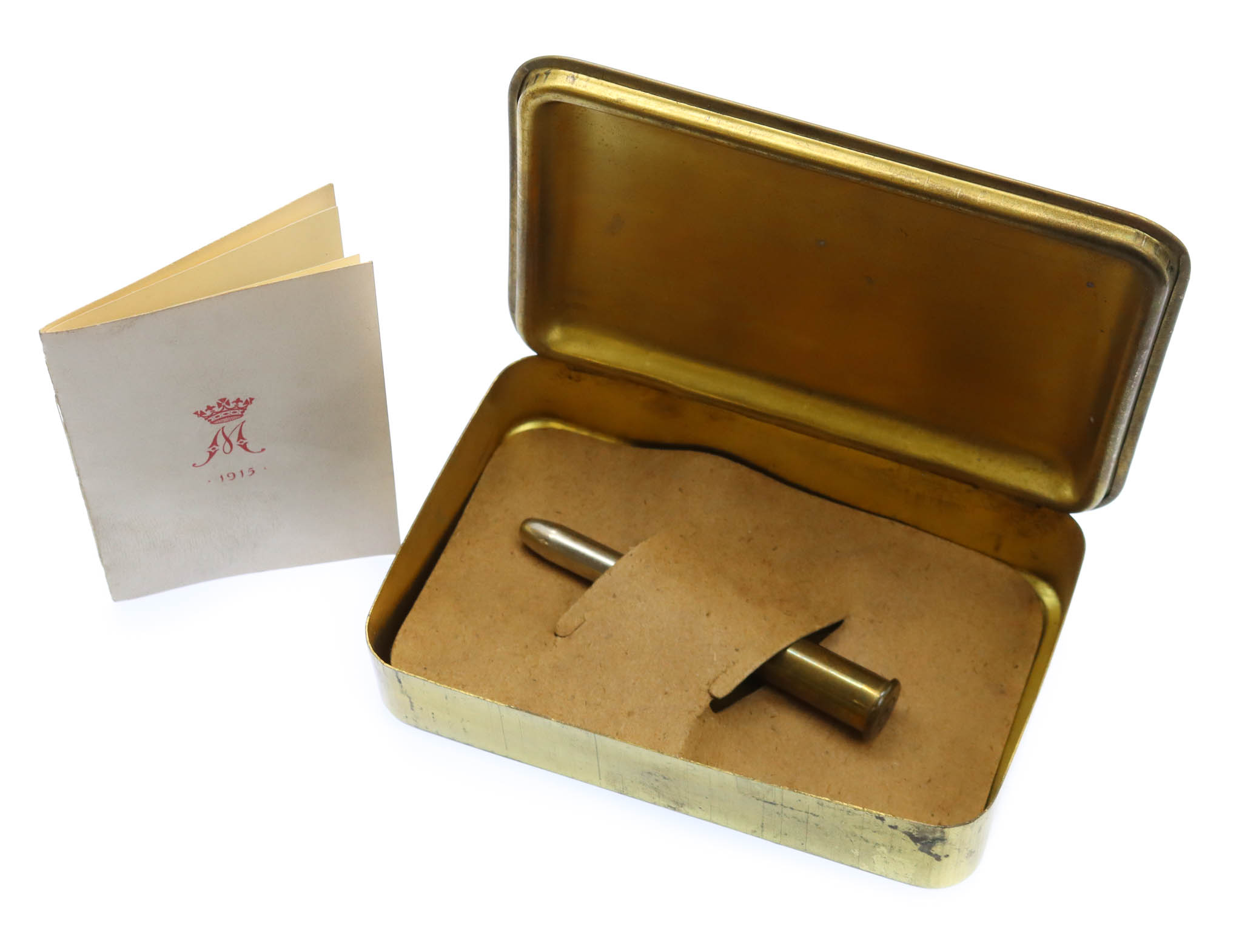 WW1 1914 Princess Mary Christmas Gift Tin with Bullet Pencil & Christmas Card