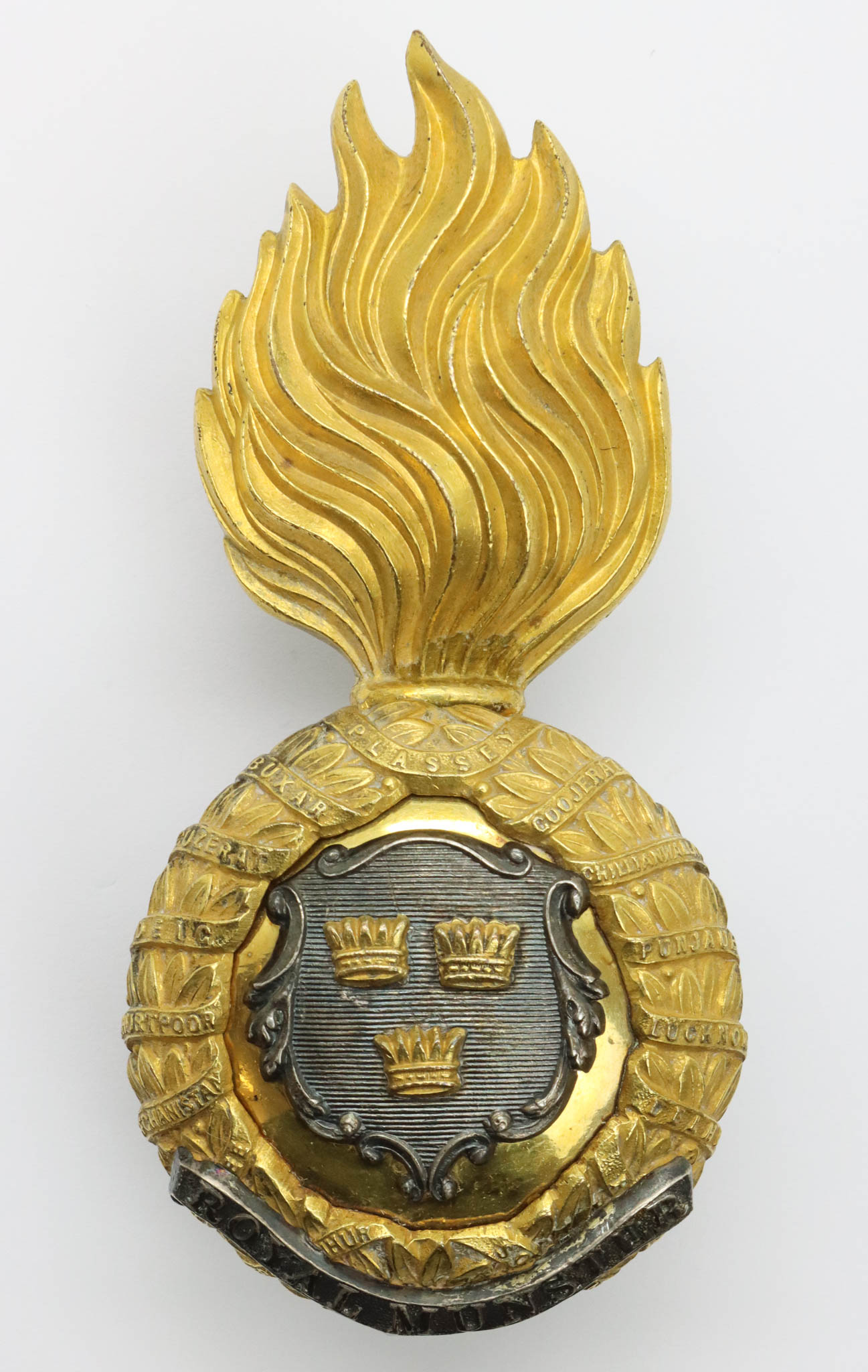 Victorian Post 1881 Royal Munster Fusiliers Officer's Fur Cap Grenade Badge