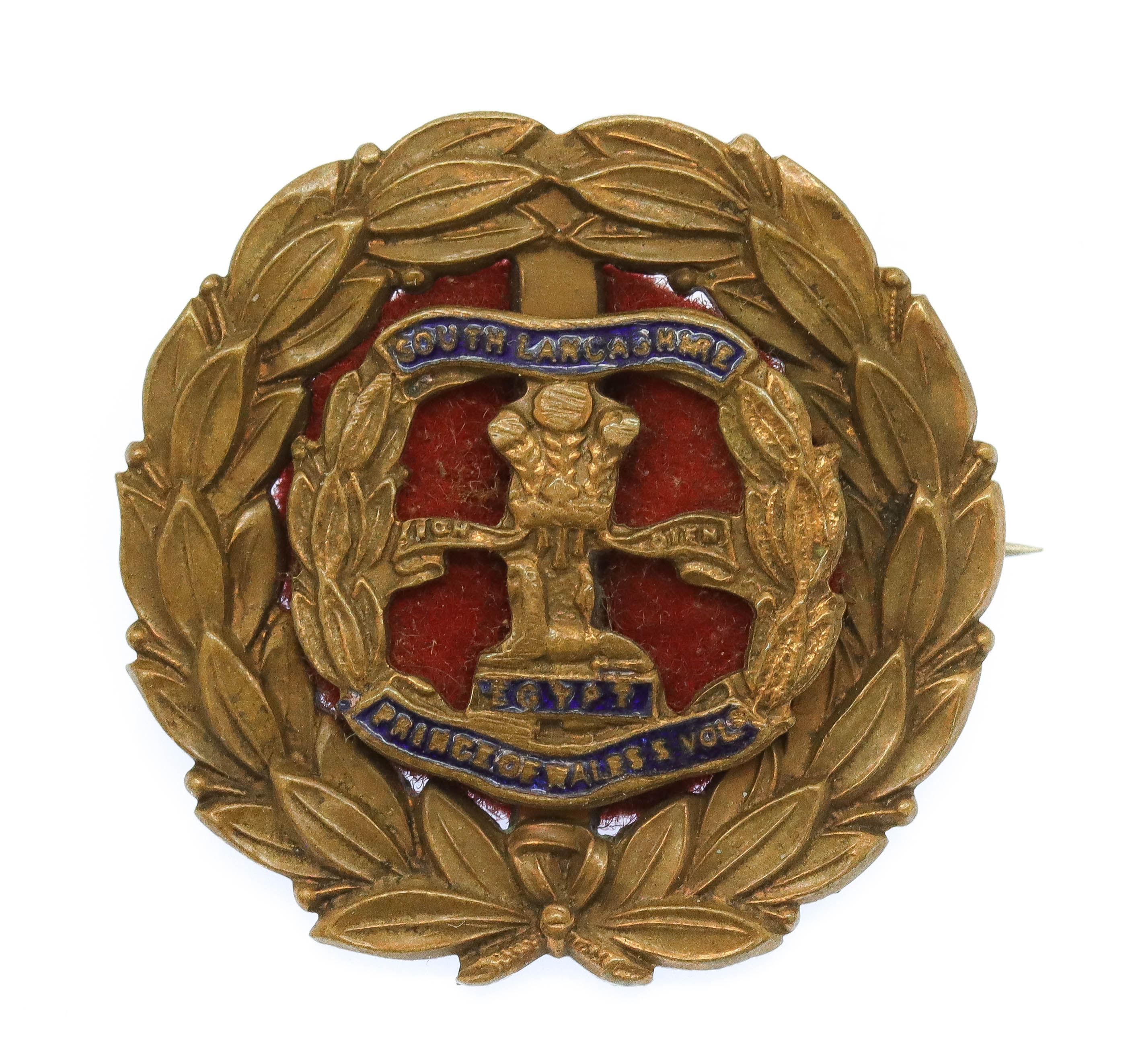 South Lancashire Regiment Brass & Enamel Sweetheart Brooch