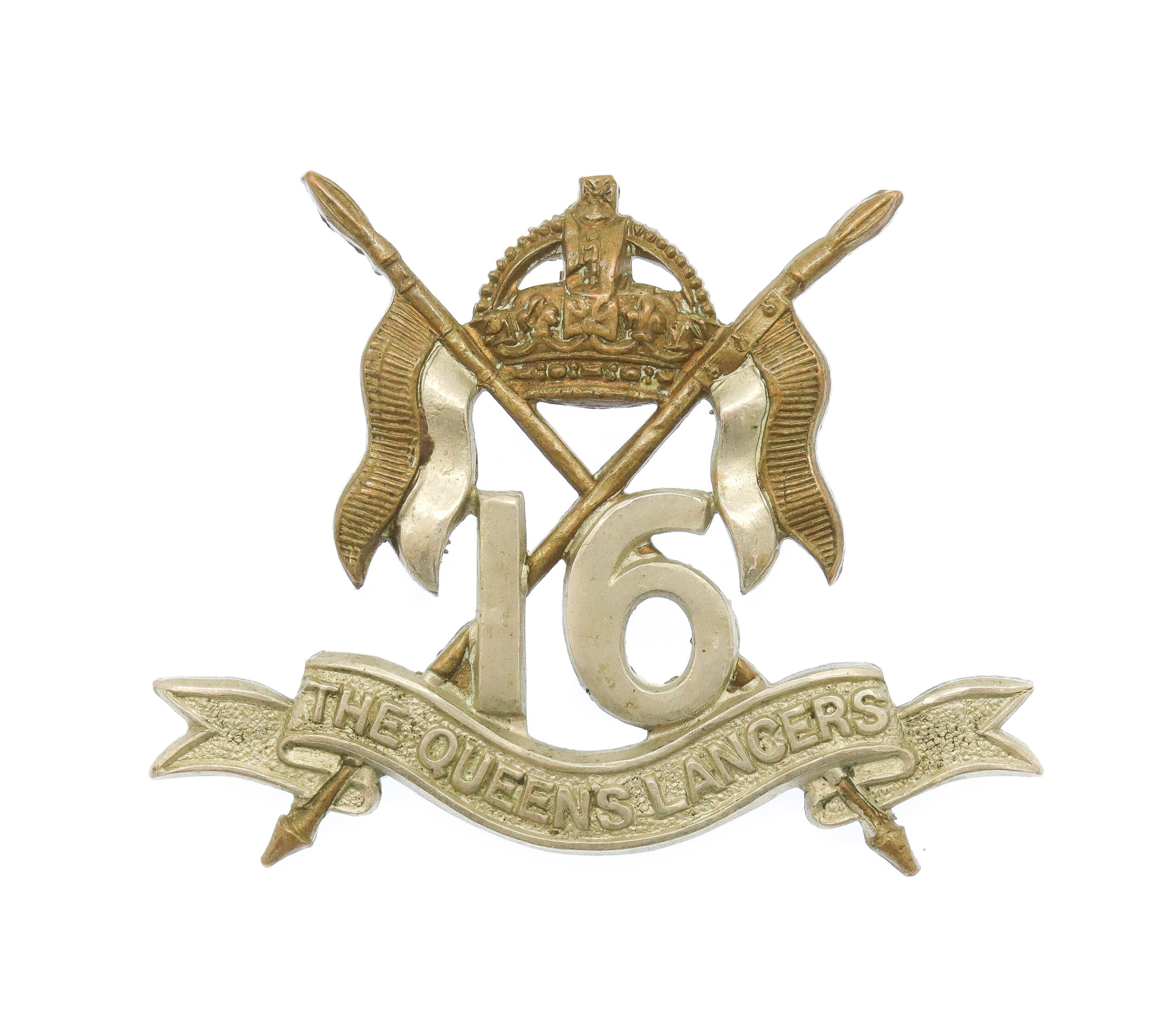 16th/5th The Queen's Lancers Collar Badge - King's Crown