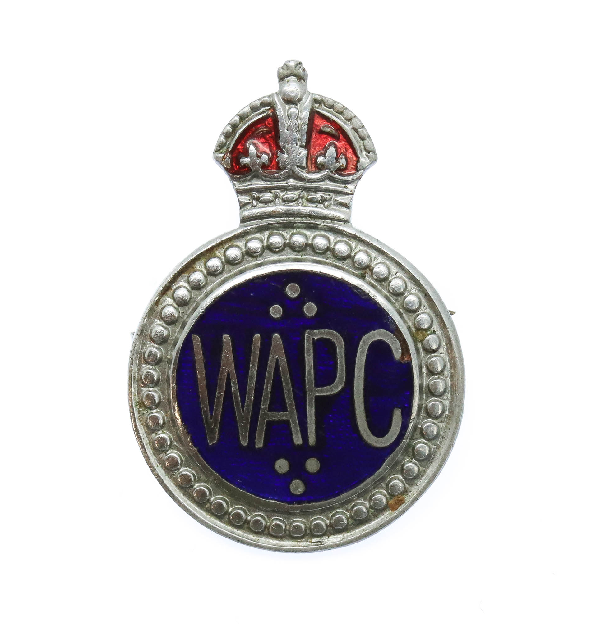 Women's Auxiliary Police Corps (W.A.P.C.) Enamelled Lapel Badge - King's Crown