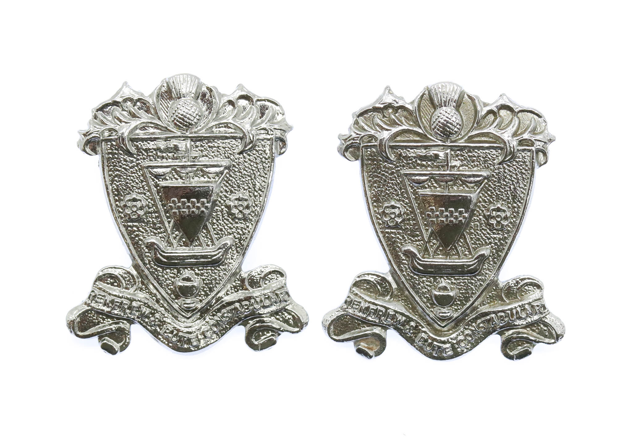Pair of Renfrew & Bute Constabulary Collar Badges