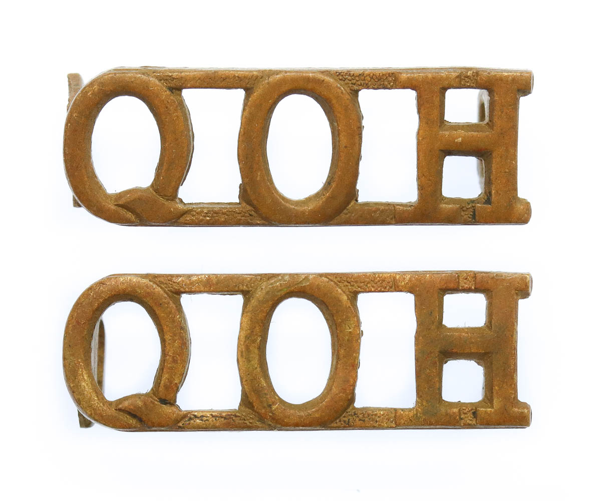 Pair of Queen's Own Hussars (Q.O.H.) Shoulder Titles