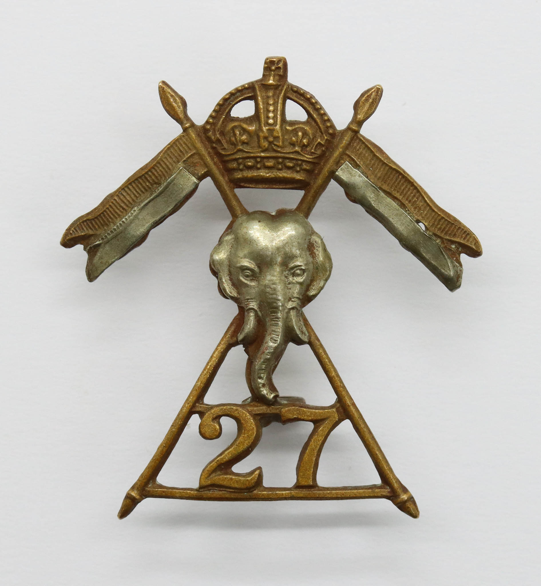 27th Lancers Collar Badge - King's Crown