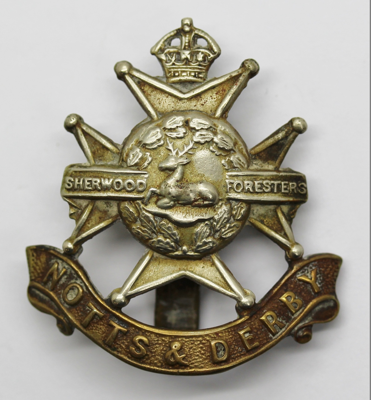 Notts & Derby Regiment (Sherwood Foresters) Cap Badge - King's Crown