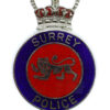 Surrey Police Enamelled Cap Badge - Queen's Crown