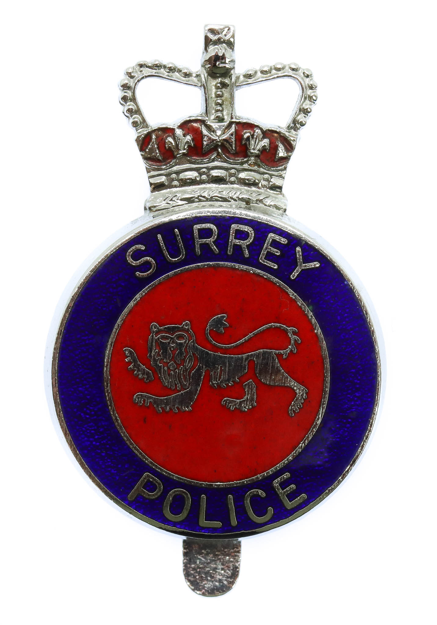 Surrey Police Enamelled Cap Badge - Queen's Crown