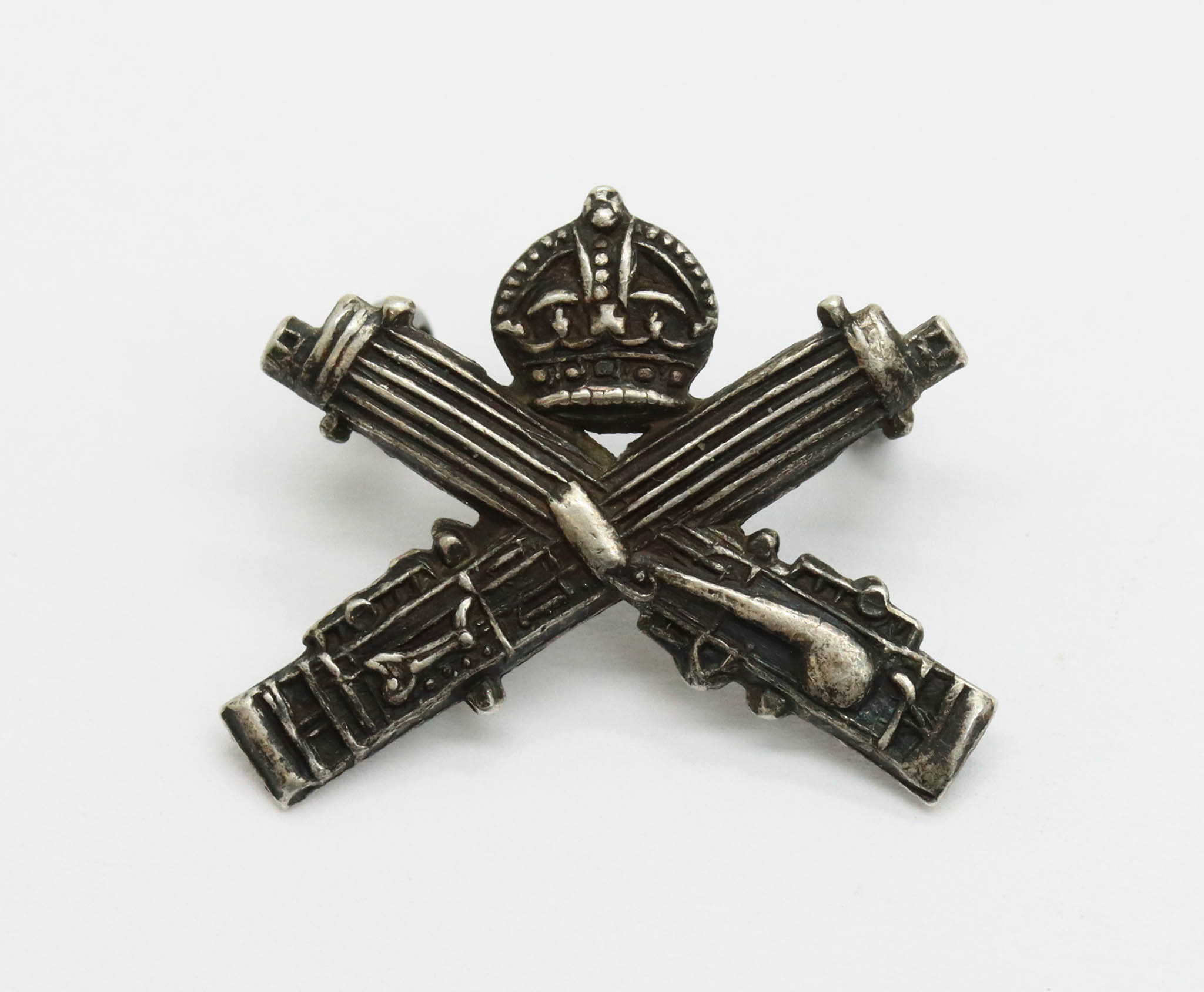 WW1 Guards Machine Gun Regiment Officer's Sterling Silver Collar Badge