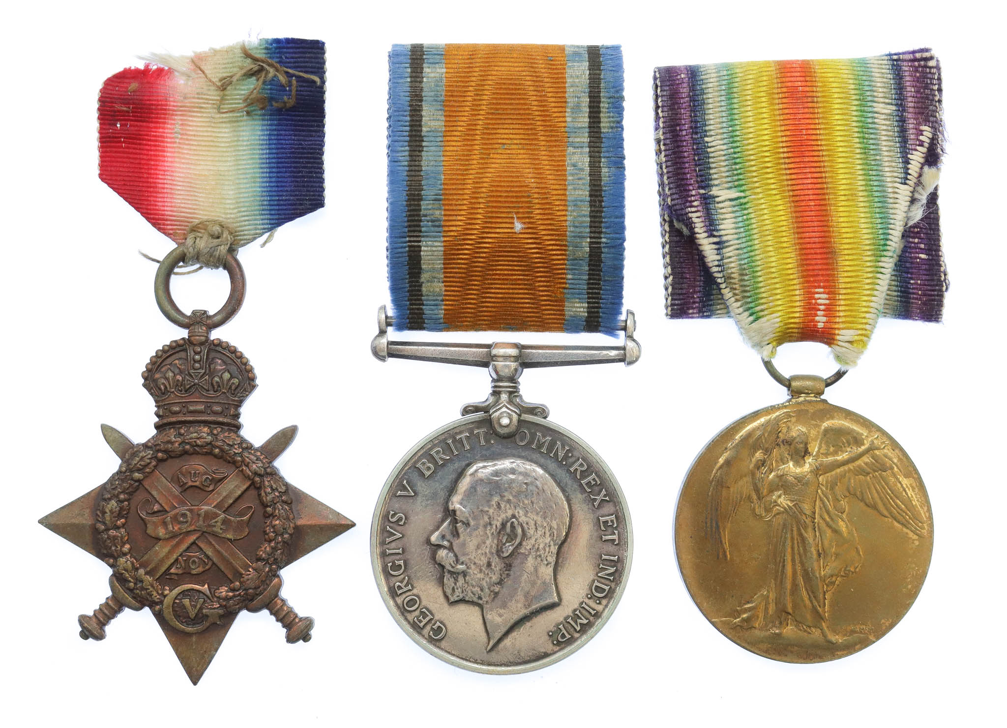 WW1 1914 Mons Star Prisoner of War Casualty Medal Trio - Pte. P. Cowell, 1st Bn. Northumberland Fusiliers - Died 26/08/1914 as a P.O.W. 