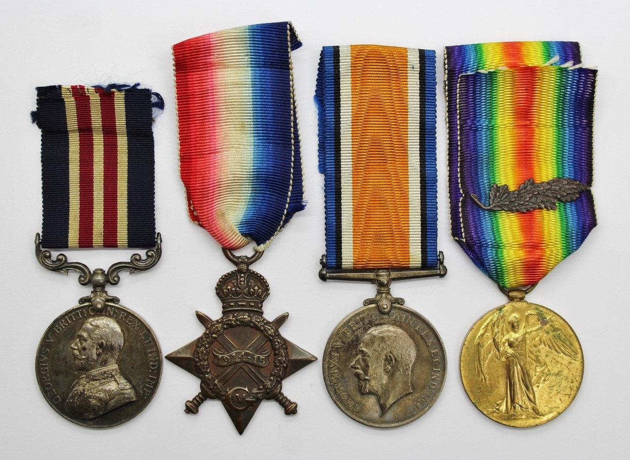 WW1 Military Medal, 1914-15 Star, British War & Victory MID Medal Group - B.Q.M. Sjt. F. Fields, Royal Field Artillery