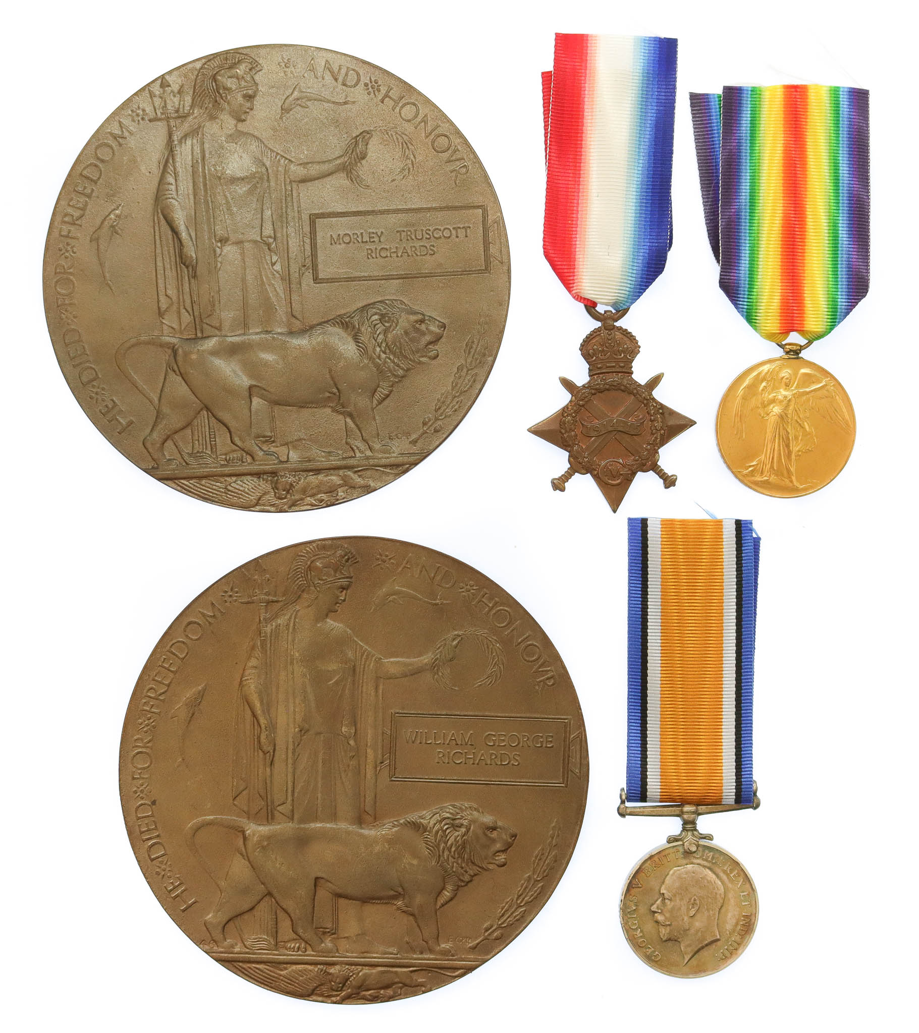WW1 Family Casualty Medal Group to the Richards Brothers