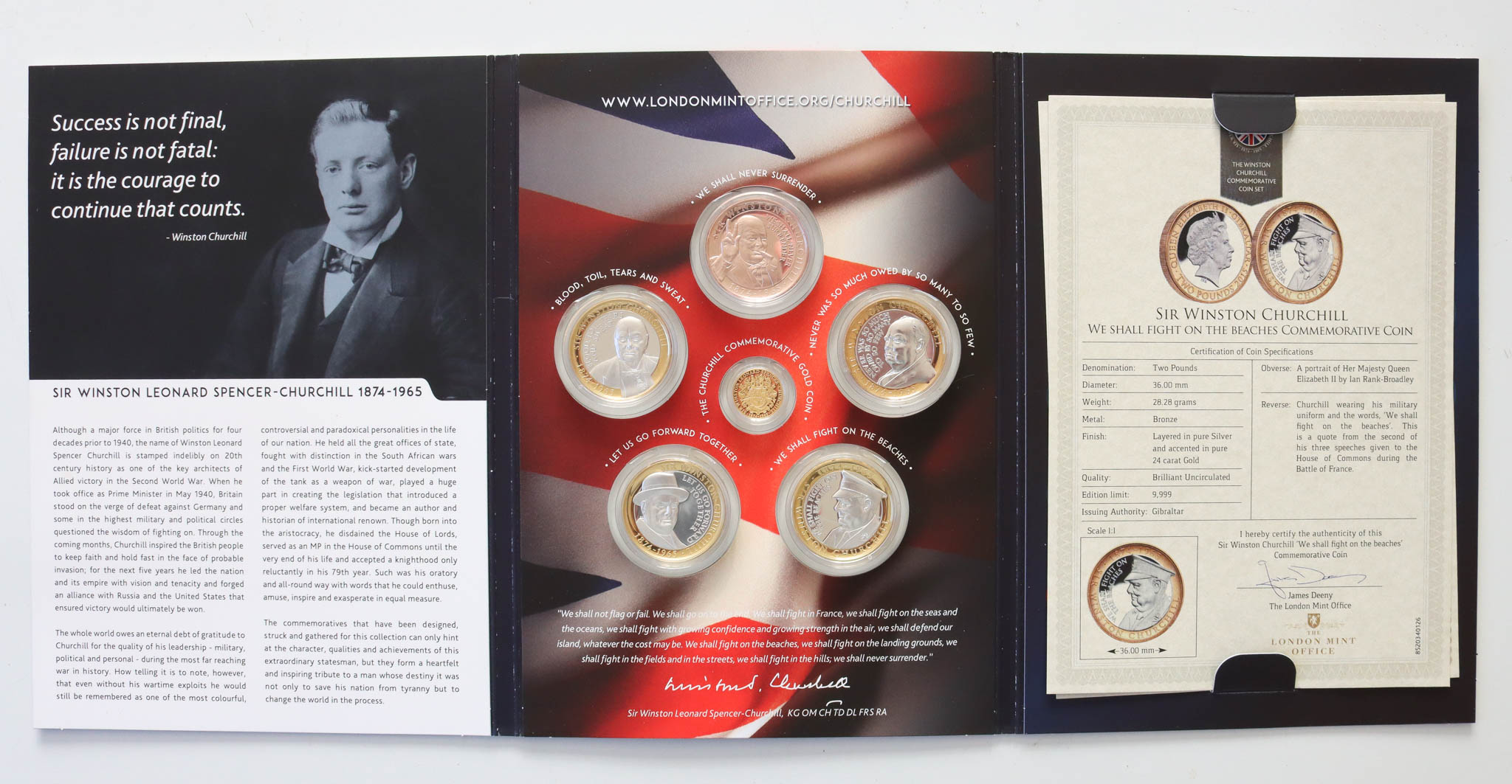 2015 Winston Churchill Inspiration to a Nation Coin Set with 24ct Gold Proof £10