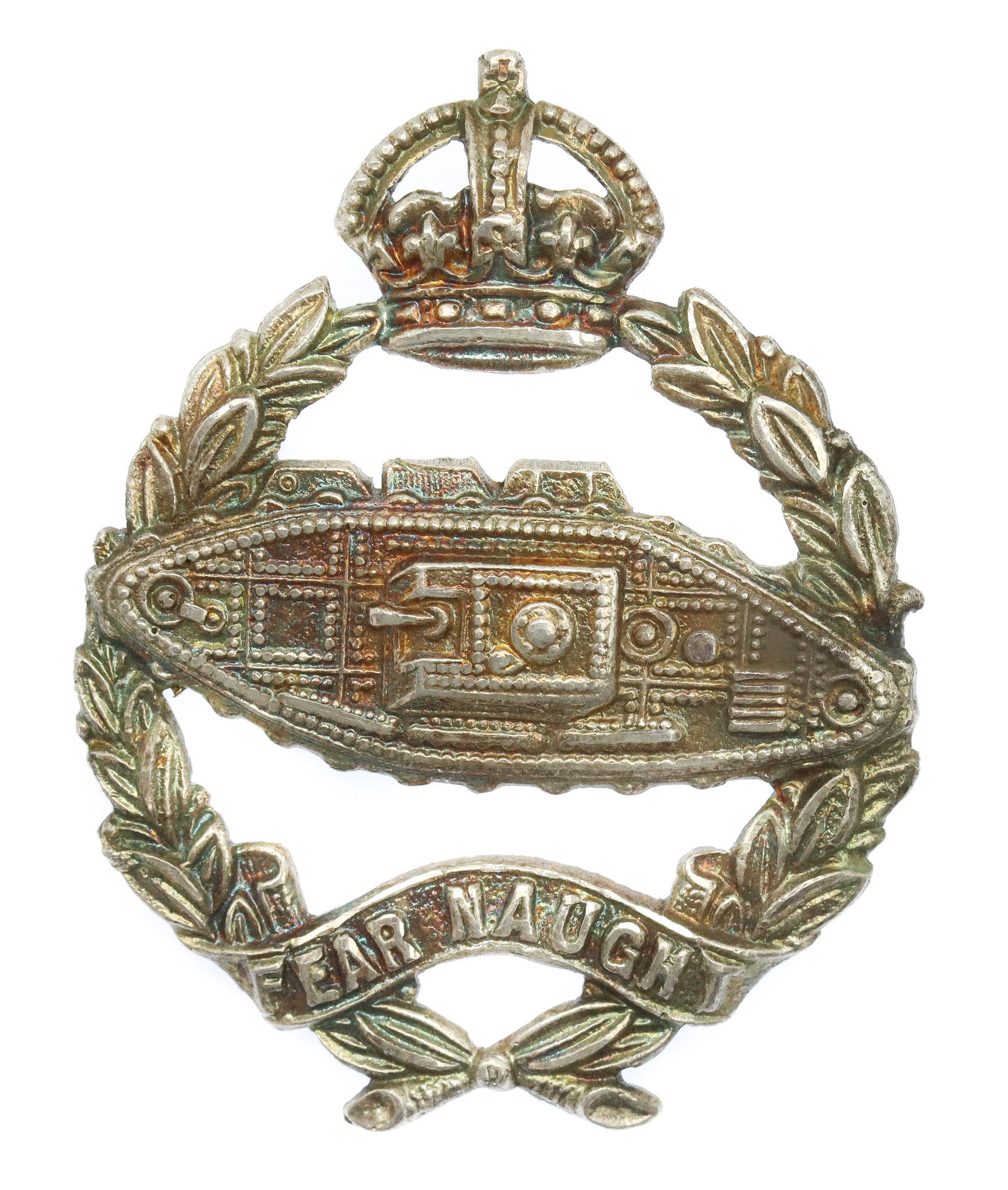 Royal Tank Regiment Officer's Sterling Silver Cap Badge - King's Crown