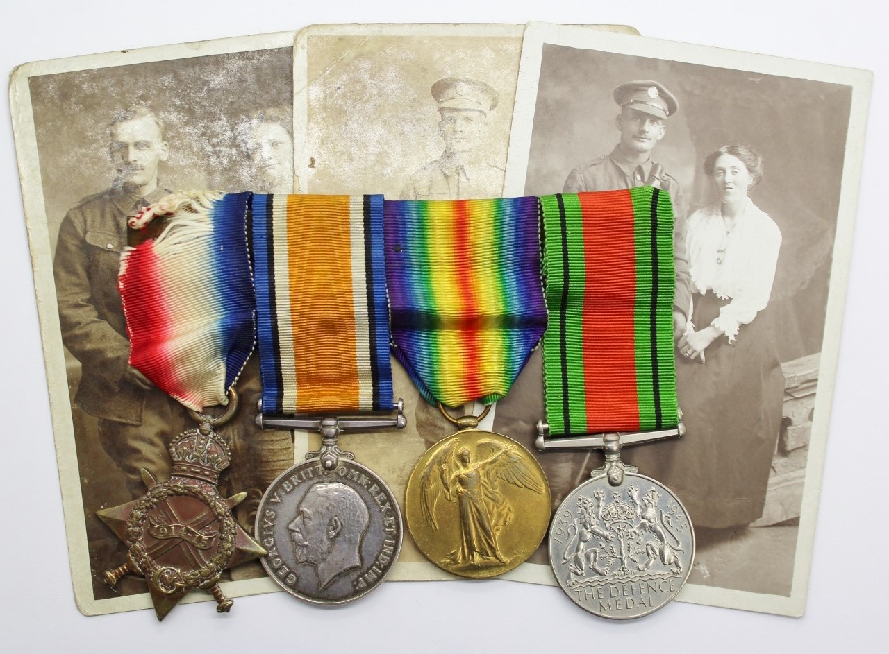 WW1 1914-15 Star Medal Trio and WW2 Defence Medal - Dvr. S. Daniels, Royal Engineers