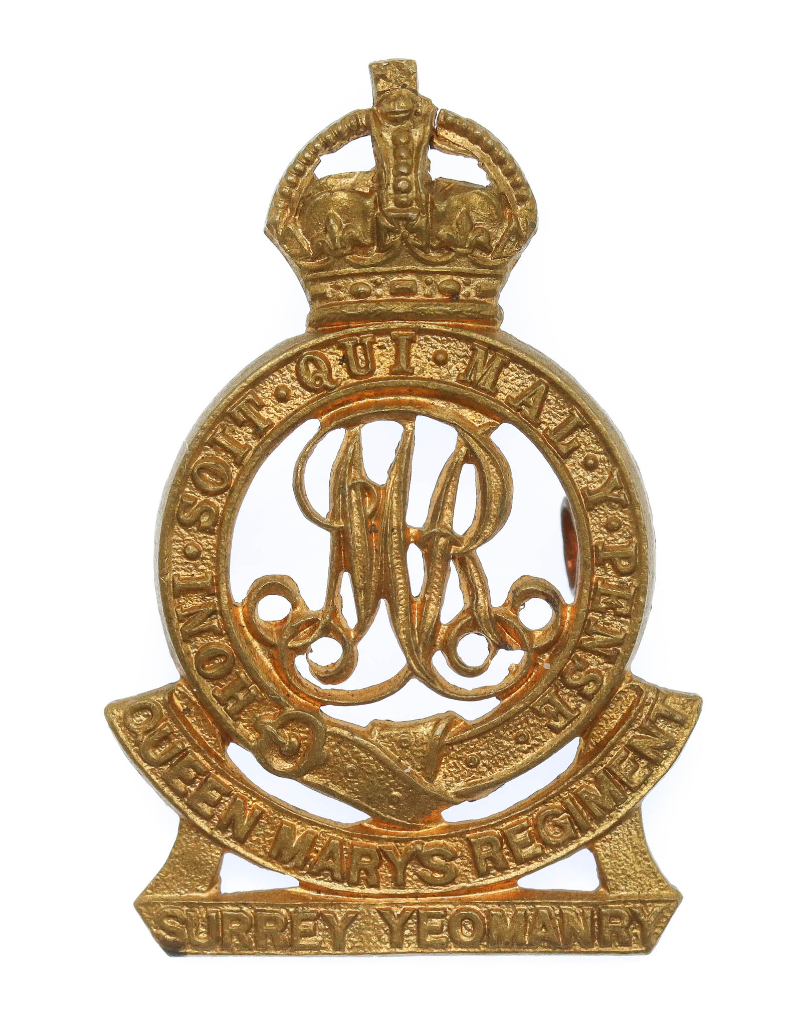 Surrey Yeomanry (Queen Mary's Regiment) Cap Badge - King's Crown
