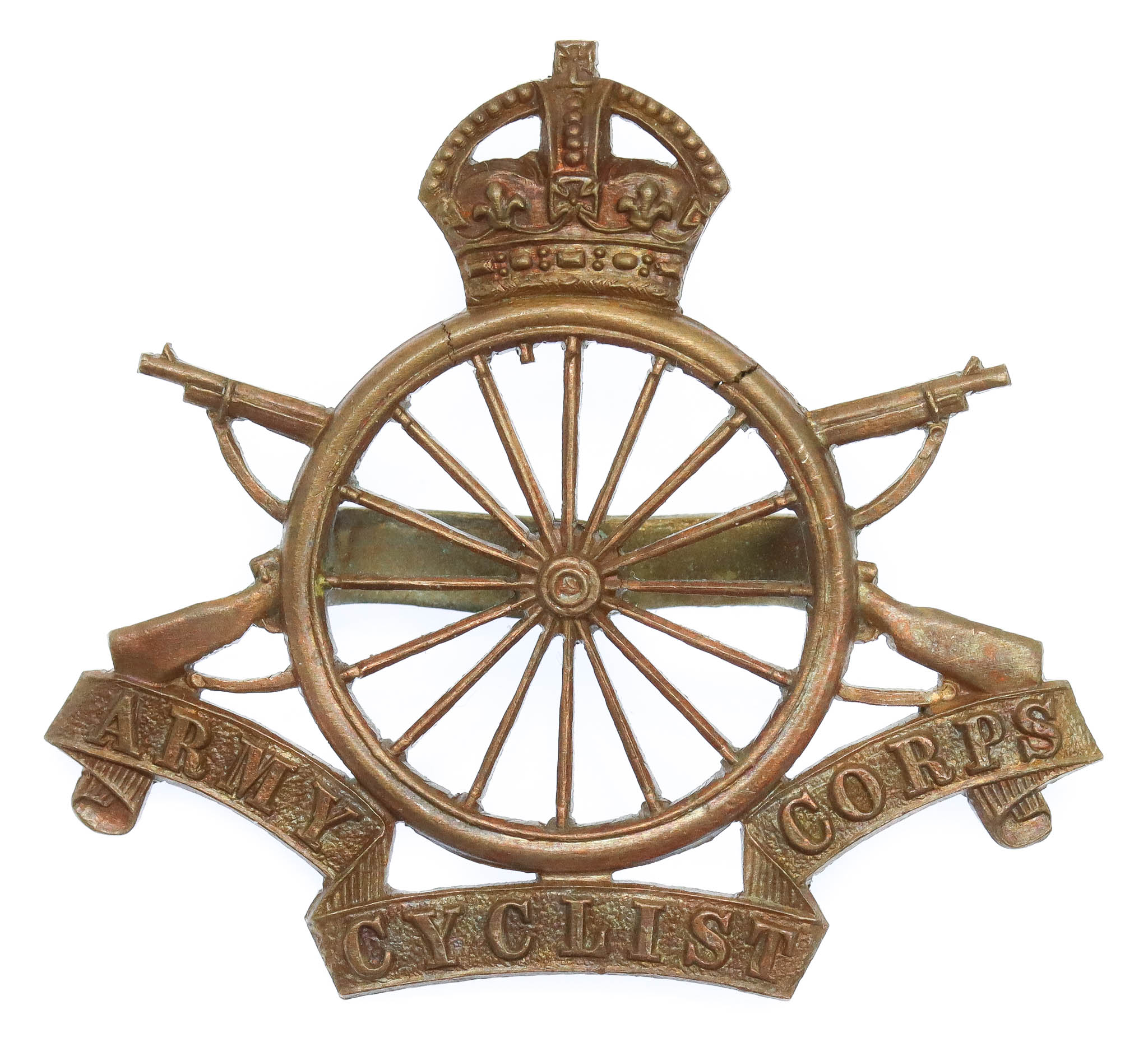 Army Cyclist Corps Officer's Service Dress Cap Badge - King's Crown