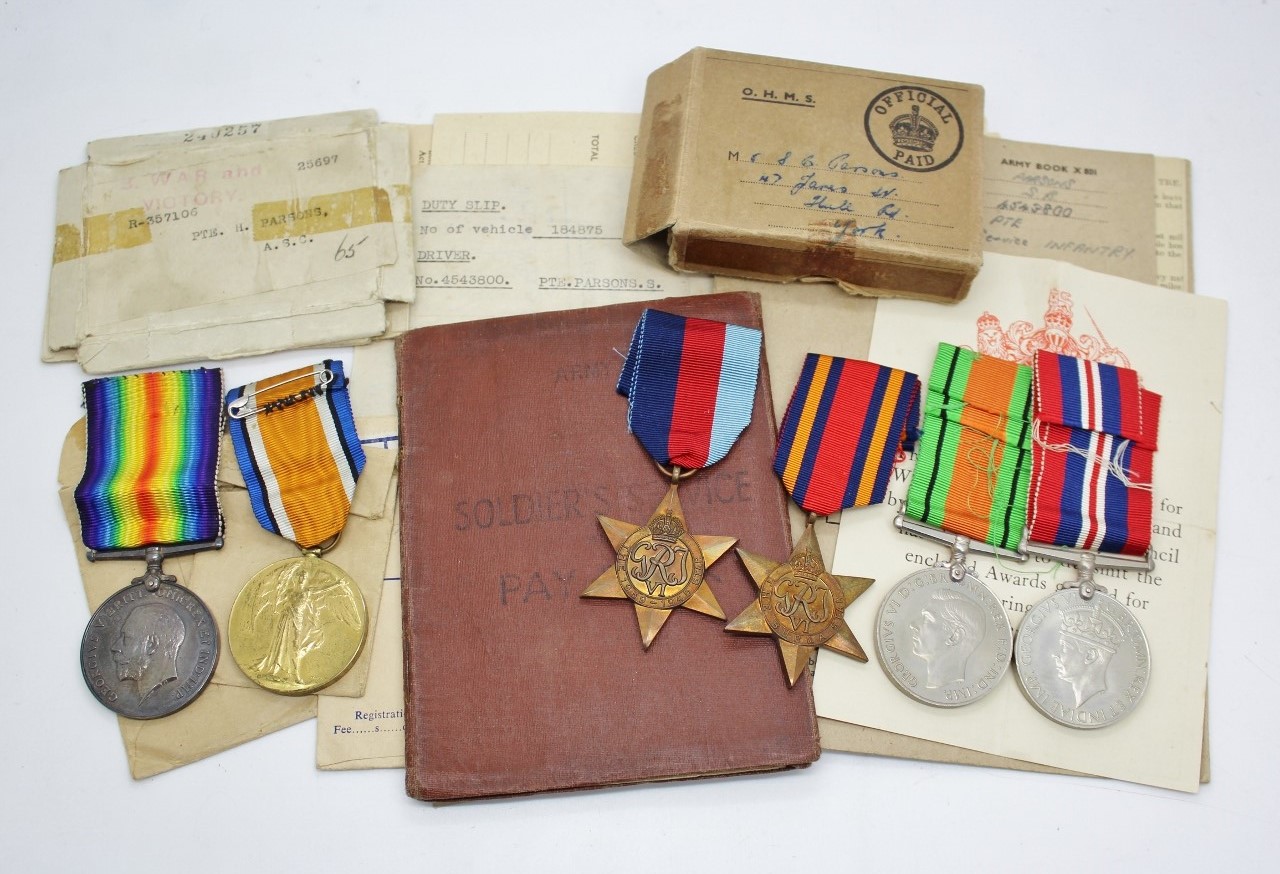 Parsons Family WW1 and WW2 Father & Son Medal Group