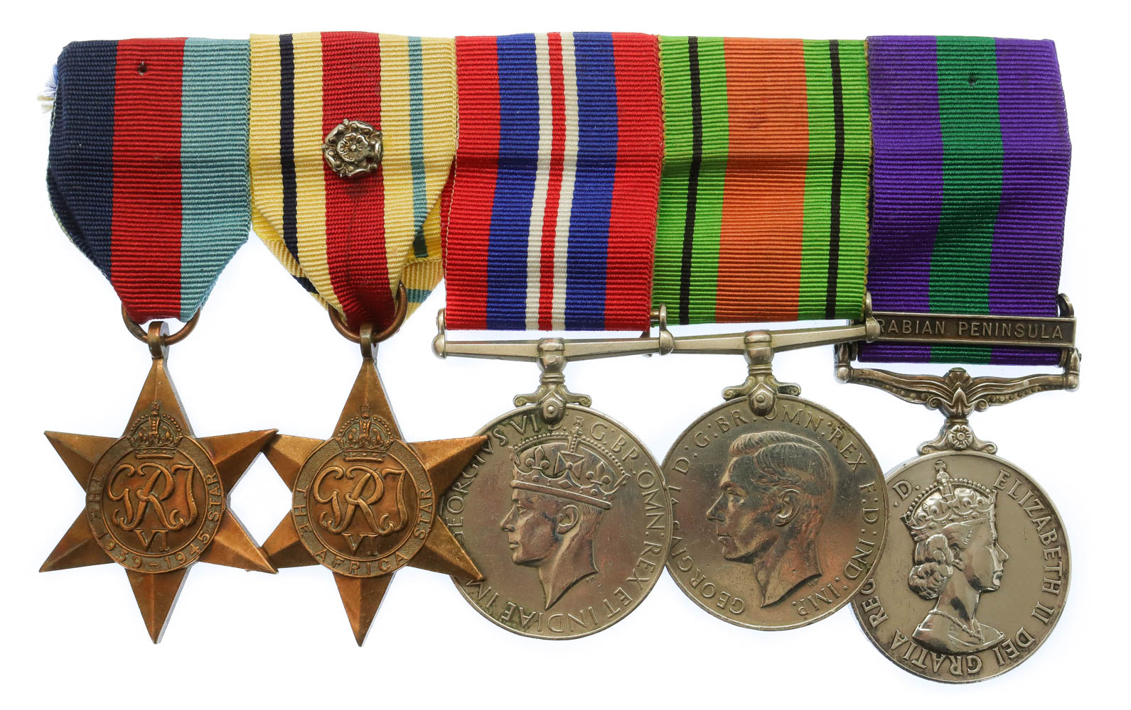 WW2 and General Service Medal (Clasp - Arabian Peninsula) Group of Five - L.A.C. A.L. Halliday, Royal Air Force