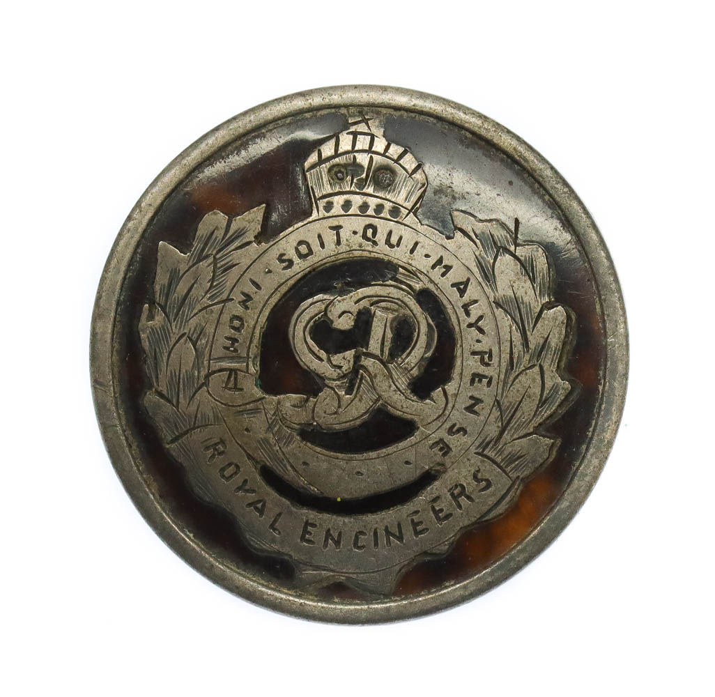 WW1 Royal Engineers Sterling Silver & Tortoiseshell Sweetheart Brooch