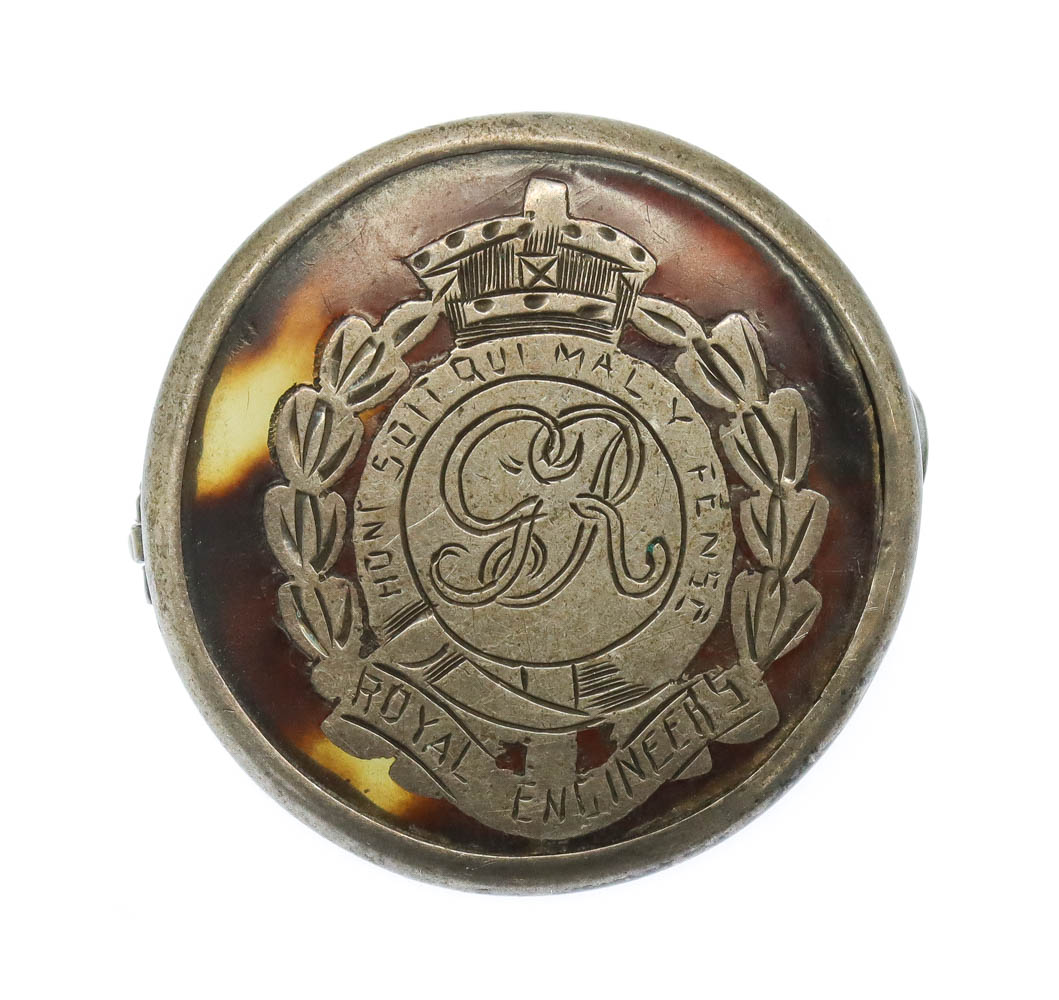 WW1 Royal Engineers 1915 Hallmarked Silver & Tortoiseshell Sweetheart Brooch