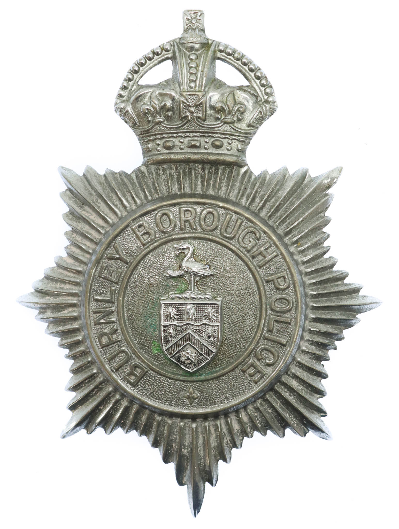 Burnley Borough Police Helmet Plate - King's Crown