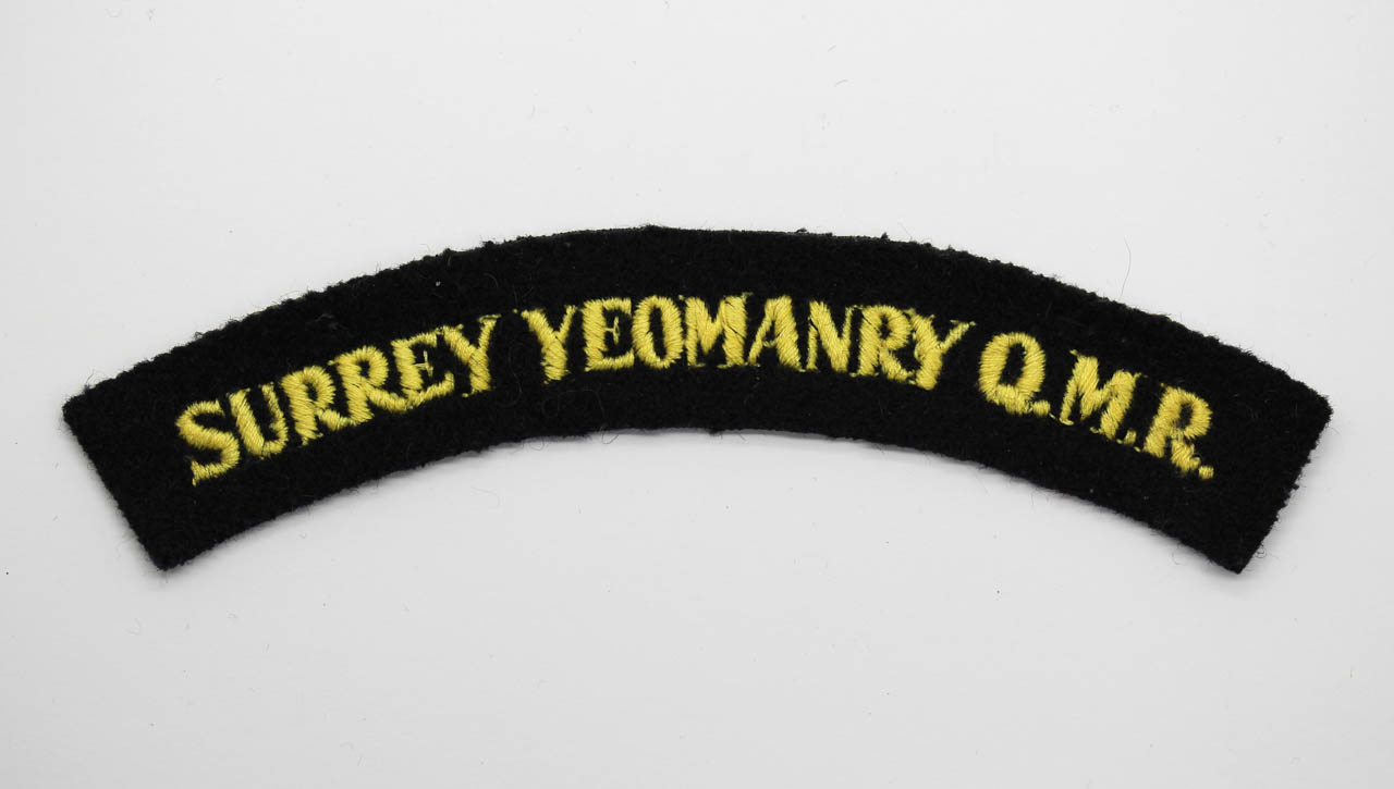 Surrey Yeomanry Queen Mary's Regiment (SURREY YEOMANRY Q.M.R.) Cloth Shoulder Title