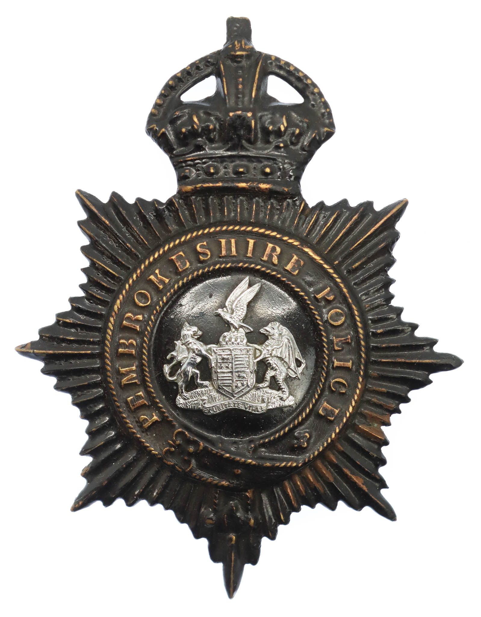 Pembrokeshire Police Night Helmet Plate - King's Crown