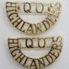 Pair of Queen's Own Highlanders (Q.O/HIGHLANDERS) Anodised (Staybrite) Shoulder Titles