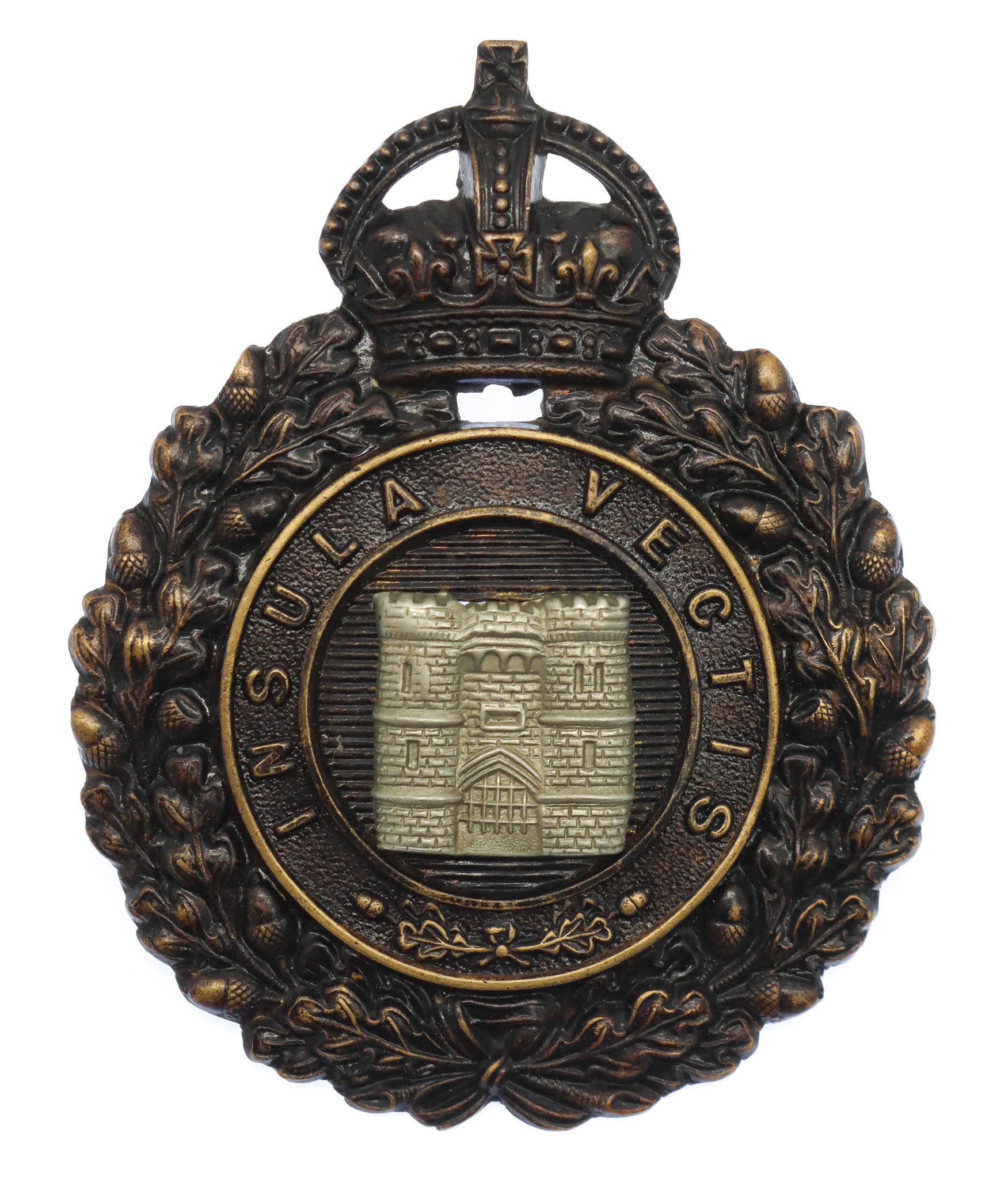Isle of Wight Police Black Wreath Helmet Plate - King's Crown