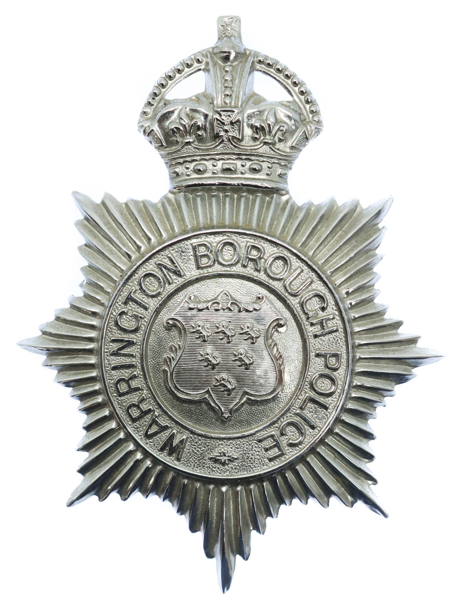 Warrington Borough Police Helmet Plate - King's Crown