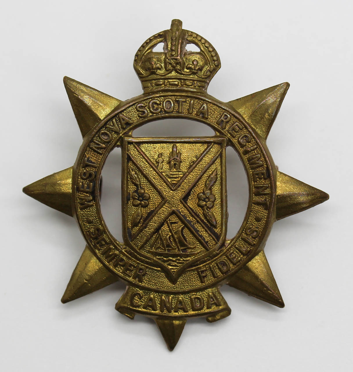 Canadian West Nova Scotia Regiment Cap Badge - King's Crown