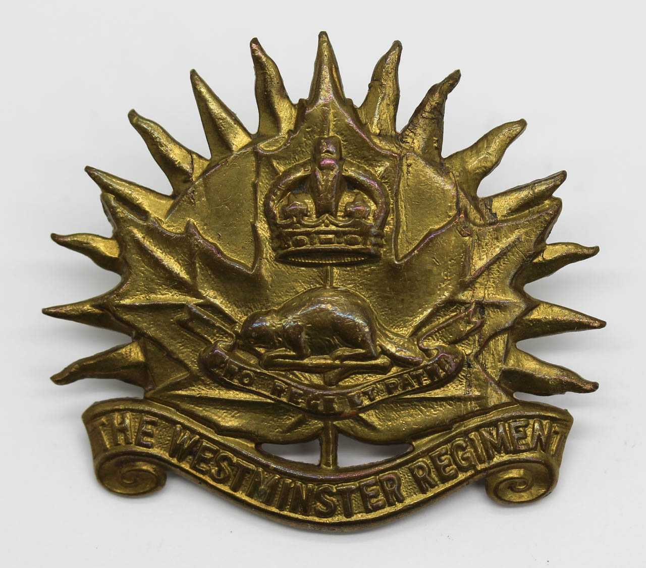 Canadian Westminster Regiment Cap Badge - King's Crown