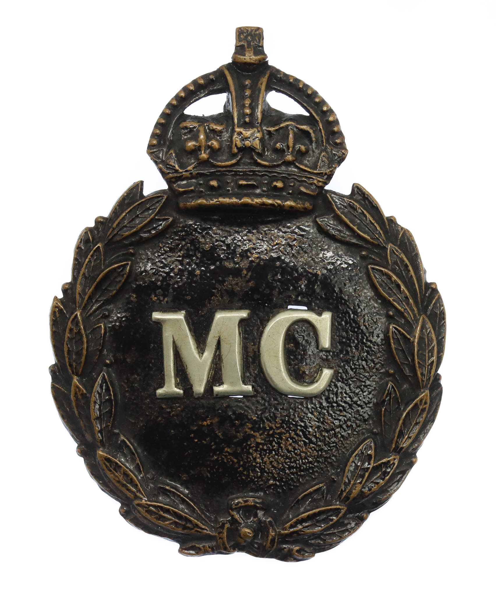 Monmouthshire Constabulary Black Wreath Helmet Plate - King's Crown