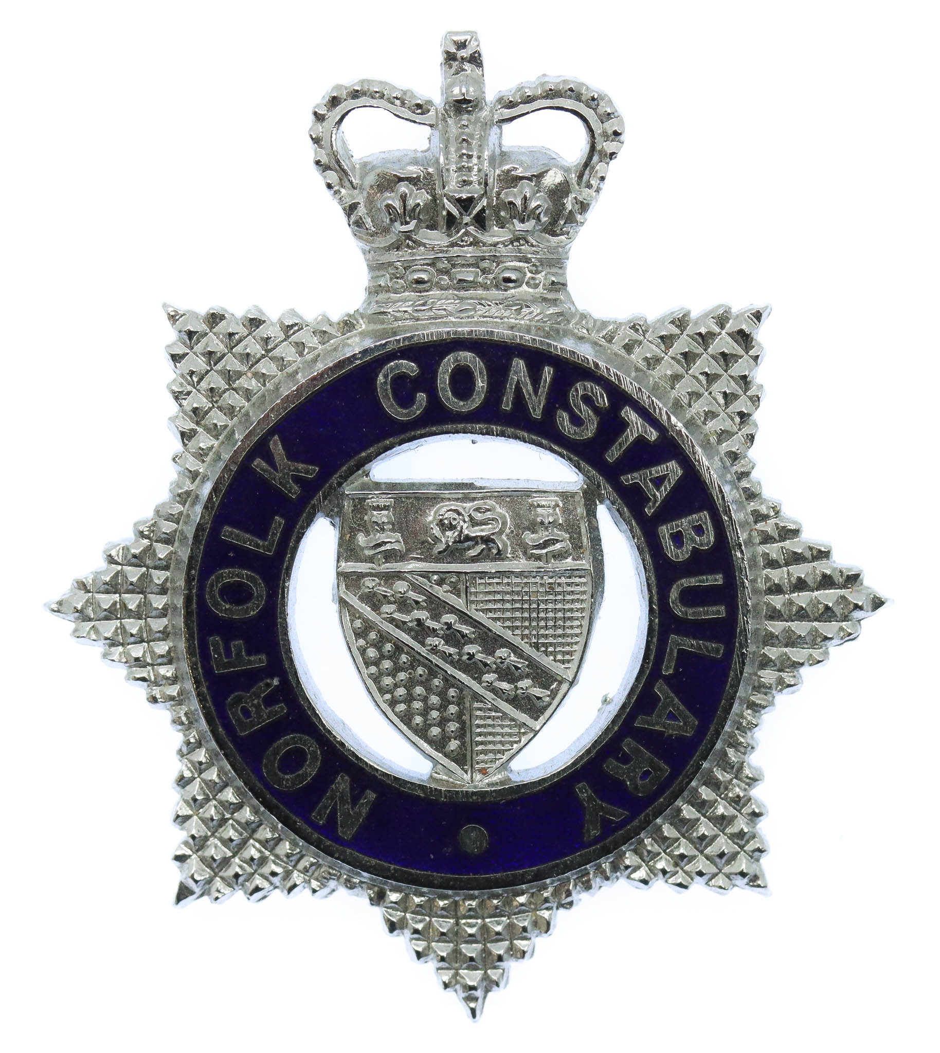 Norfolk Constabulary Senior Officer's Enamelled Cap Badge - Queen's Crown